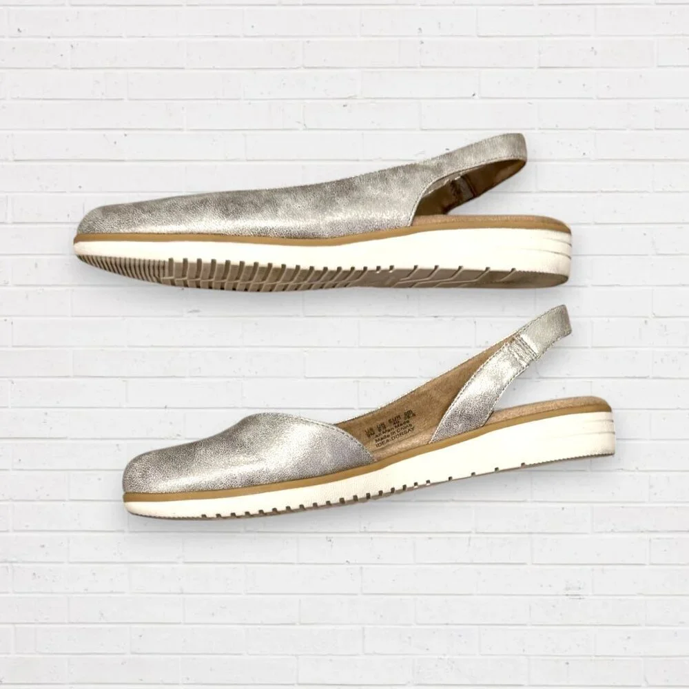 NATURALIZER Soul Idea Dorsey Metallic Slingback Ballet Comfort Flats Women's 9